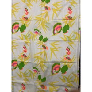 Vtg Fabric Retro Mod Butterfly Neon Yellow‎ Pink Green 45"x 54" Vibrant Bright